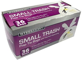 STEELCOAT FG-P9934-81 Trash Bag, S, 4 gal, Poly, White