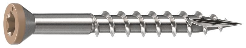 CAMO 0353000TS Deck Screw, 0.163 in Thread, 1-5/8 in L, Trim Head, Star Drive, Sharp, Type-17 Point, 316 Stainless Steel