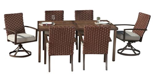 Pacific Casual LLC 223-MM19-185-7D Addison Dining Set, Woven Back, 7 Pc