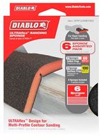Diablo ULTRAflex DFPFLEXMEF06G Sanding Sponge Assorted Pack, 5 in L, 4 in W, 60, 100 Grit, Fine, Medium
