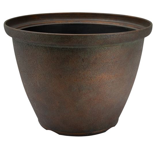 Landscapers Select S140816-1122 High-Drum Planter, 16 in Dia, Round, High-Density Resin, Bronze, Bronze  6 Pack