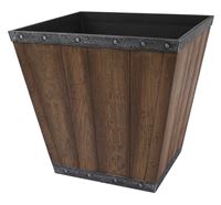 Landscapers Select S161015-12064-B Square Whiskey Barrel Planter, 14-1/2 In W, Square, High-Density Resin, Brown, Brown  6 Pack