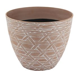 Landscapers Select S18040913-05 Arabesque Planter, 12-1/2 in Dia, Round, High-Density Resin, White Wash, White Wash  6 Pack