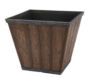 Landscapers Select S17050410-01-B Square Barn Planter, 10 in W, Square, High-Density Resin, Brown, Brown  6 Pack