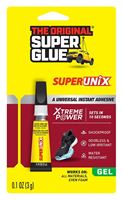 SUPERGLUE CORP SUPERUNIX 11710504 Universal Instant Adhesive, Gel, Characteristic, Clear, 3 g