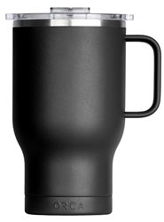ORCA Traveler Series TR24BK Coffee Mug, 24 oz Capacity, Whale Tail Flip Lid, Stainless Steel, Black, Insulated