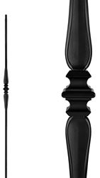 Nuvo Iron SQI1CS Single Collar and Spoon Stair Baluster, 44 in H, 1/2 in W, Square, Steel, Black