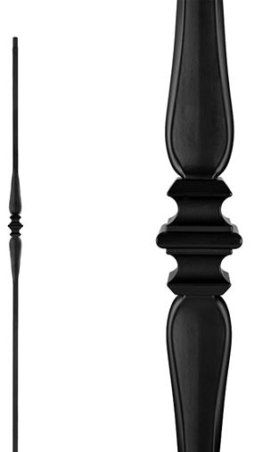 Nuvo Iron SQI1CS Single Collar and Spoon Stair Baluster, 44 in H, 1/2 in W, Square, Steel, Black