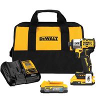 DeWALT XR Series DCF845D1E1 Impact Driver Kit, Battery Included, 20 V, 2 Ah, 1/4 in Drive, 4200 ipm, 3400 rpm Speed  1 Pack