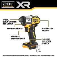 DeWALT XR Series DCF845P1 Impact Driver Kit, Battery Included, 20 V, 5 Ah, 1/4 in Drive, 4200 ipm, 3400 rpm Speed  1 Pack