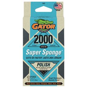 Gator 7467 Sanding Sponge, 5 in L, 3 in W, 2000 Grit, Ultra Fine, Silicon Carbide Abrasive