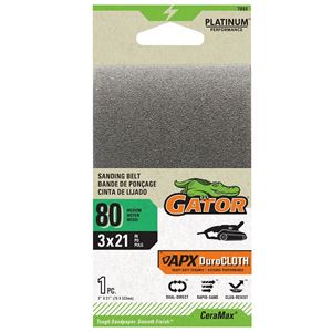 Gator 7093 Portable Sander Belt, 3 in W, 21 in L, 80 Grit, Ceramic Abrasive