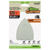 Gator 5172 Mouse Sander Abrasive Sheet, 5-1/4 in L, 3-3/4 in W, Fine, 120 Grit, Aluminum Oxide Abrasive