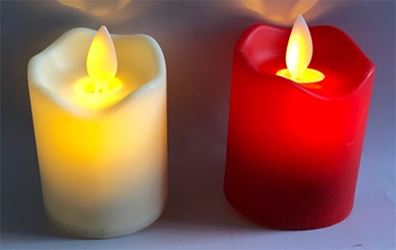 Hometown Holidays 25317 Votive Candle, Red/Ivory, LR44 Battery, Warm White 12 Pack 