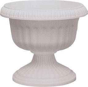Southern Patio UR1212WH Urn Planter, 10-1/2 in H, 11.88 in W, 11.88 in D, Plastic, White