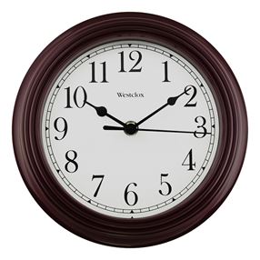 Westclox 46983 Wall Clock, Round, Analog, Plastic Frame, Burgundy Frame
