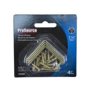 Prosource CB-S015-C4PS Corner Brace, 1-1/2 in L, 1-1/2 in W, 1/2 in H, Steel, Bright Brass, 1.8 mm Thick Material - VORG0092866