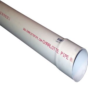 Charlotte Pipe PVC 30040 0600 Sewer and Drain Pipe, 4 in, 10 ft L, PVC, White