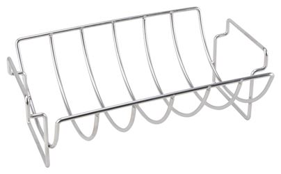 Omaha BBQ-37237 Rib and Roast Holder, 14-1/2 in L, Stainless Steel, Stainless Steel, Build-in Handle 
