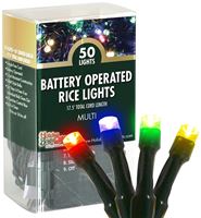 Holiday Bright Lights BO5M-50GPVCMU Light Rice Batt Op Multi 50Lt 24 Pack 