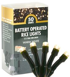Holiday Bright Lights BO5M-50GPVCWW Light Rice Batt Op Wrmwht 50Lt 24 Pack 