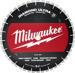Milwaukee 49-93-7540 Saw Blade, 14 in Dia, 1 in Arbor, Diamond Cutting Edge, Segmented Rim 