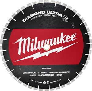 Milwaukee 49-93-7535 Saw Blade, 12 in Dia, 1 in Arbor, Diamond Cutting Edge, Segmented Rim