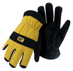 CAT CAT012222XL Gloves, XL, Elastic Wrist Cuff, Poly/Spandex Back, Black/Yellow 