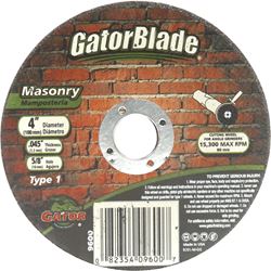 Gator 9601 Cut-Off Wheel, 4 in Dia, 0.045 in Thick, 5/8 in Arbor, A60T Grit 