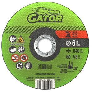 Gator 9629 Grinding Wheel, 6 in Dia, 0.04 in Thick, 7/8 in Arbor