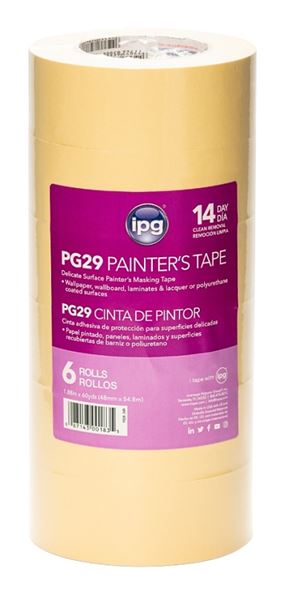 IPG PG29..24R Masking Tape, 60 yd L, 1.88 in W, Paper Backing, Beige