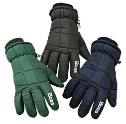 BOSS 4232B-L Insulated Ski Gloves, L, Knit Wrist Cuff, Black 