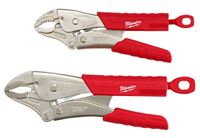 Milwaukee 48-22-3402 Pliers Set, 2-Piece, Steel, Black/Red/Silver, Specifications: Curved Jaw, Ergonomic Handle 