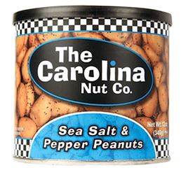 The Carolina Nut Co. 11008 Peanuts, Pepper, Sea Salt Flavor, 12 oz Can 6 Pack 