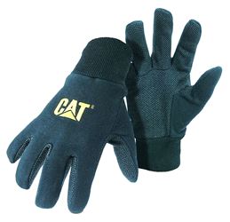 CAT CAT015400L Gloves, L, Cotton/PVC, Black 