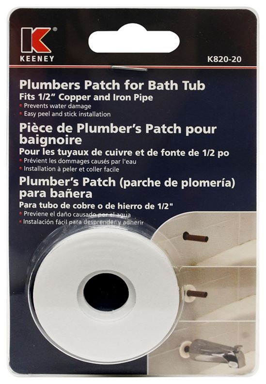 Plumb Pak K820-20 Stub-Out Moisture Guard, Plumbers Patch, Cell Foam, White, For: Tub Spouts and Showerheads - VORG4275541