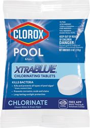 Clorox POOL & Spa XtraBlue 24201CLX Chlorinating Tablet, Solid, Chlorine, 8 oz 44 Pack 