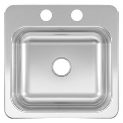 KINDRED CSLA1515-6-2CBN Bar Sink Bowl, Rectangle Bowl, 15 in L x 15 in W Dimensions, Stainless Steel, Satin, 1-Bowl 