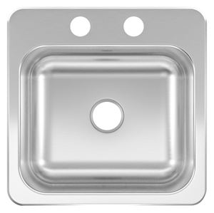 KINDRED CSLA1515-6-2CBN Bar Sink Bowl, Rectangle Bowl, 15 in L x 15 in W Dimensions, Stainless Steel, Satin, 1-Bowl