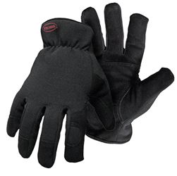 BOSS GUARD 4143L Insulated Gloves, L, Wing Thumb, Open, Shirred Elastic Back Cuff, Grain Leather Goatskin/Spandex Palm 
