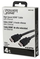 PowerZone ORHDMI01 High-Speed HDMI Cable, HDMI Silver, Black Sheath, 4 ft L 