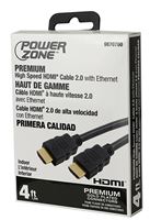 PowerZone ORHDMI03 High-Speed HDMI Cable, HDMI Gold, Black Sheath, 4 ft L 
