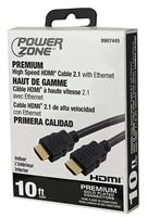 PowerZone ORHDMI04 High-Speed HDMI Cable, HDMI Gold, Black Sheath, 10 ft L 