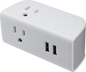 PowerZone ORPBU069 Outlet Tap, 2.4 A, 2-USB Port, 3-Outlet, White 
