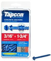 Buildex Tapcon 24205 Concrete Screw Anchor, 3/16 in Dia, 1-3/4 in L, Steel, Climaseal 