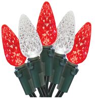 Hometown Holidays W11N0467 Outdoor Christmas Lights, LED, 70 Lamps, Red/Pure White, 4 x 4 x 4 in, Pack of 12 