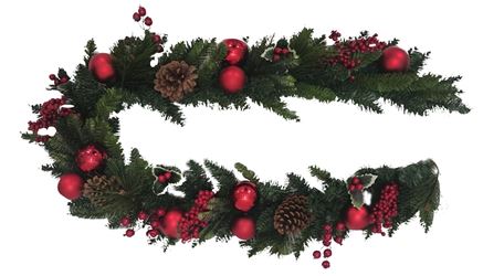 Hometown Holidays 38602 Holly Berry Garland, PVC, Hangtag Mounting  6 Pack 