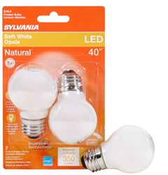 Sylvania 40799 Natural LED Bulb, Globe, G16.5 Lamp, 40 W Equivalent, E26 Lamp Base, Dimmable, Frosted, Soft White Light 