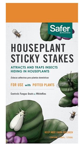 Safer 5026 Houseplant Sticky Stake, Solid, 5-3/8 in L Trap, Yellow Pack
