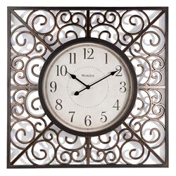 Westclox 33163 Wall Clock with Swirl, Square, Analog, Plastic Frame, Vintage Frame 